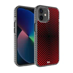 DailyObjects Black & Red Rhombus iPhone 12 Back Case-54