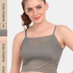 Amour Secret Pack of 2 Floral Lightly Padded Bralette Lace Bra PD837_Hna_Skn-image-92