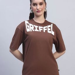 GRIFFEL Women Graphic Printed Drop-Shoulder Sleeves Ultralite Regular T-shirt-image-31