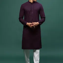 Sangria Purple Floral Embroidered Chikankari Straight Kurta With Trouser-image-20