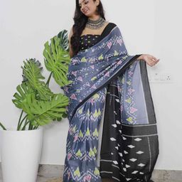 HERE&NOW Pure Cotton Bagru Saree-25