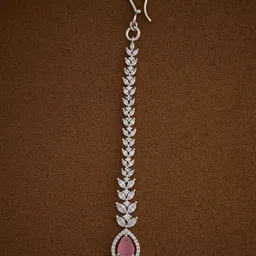 Kushal's Fashion Jewellery Rhodium-Plated Artificial Stones and Beads Studded Maang Tikka Head Jewellery-10
