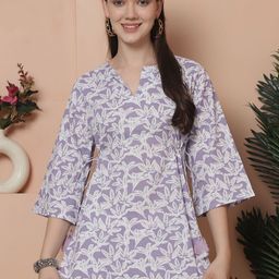 Rajnandini Floral Foil Printed Pure Cotton Straight Kurti-12