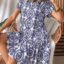 all about you Tropical Print A-Line Dress-image-68