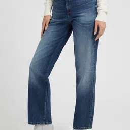 GUESS Women Straight Fit High-Rise Heavy Fade Jeans-image-63
