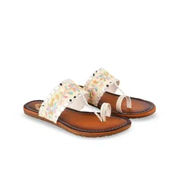 Shoetopia Girls Embellished Ethnic Open Toe Flats with Embroidered-image-76
