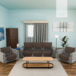 Aura Brown 11 Pieces Cotton Sofa Cover & Center Table Cover-image-86