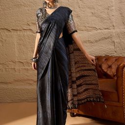 Sangria Women Ethnic Block Printed Poly Crepe Saree-picture-4