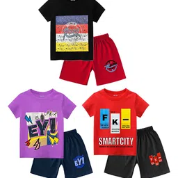 FRENCH KLEIDER Boys Printed T-shirt with Shorts-image-10