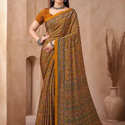 Pandadi Saree Floral Printed Sarees With Unstitched Blouse Piece-picture-12