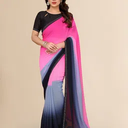 Moda Rapido Tie and Dye Beads and Stones Poly Georgette Half and Half Saree-picture-3