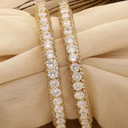 KARATCART Set Of 2 Gold-Plated AD  Bangle-61