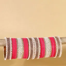 ZULKA Set Of 34 Zircon Diamond & Kundan-Studded & Beaded Antique Chuda Bangles-picture-25
