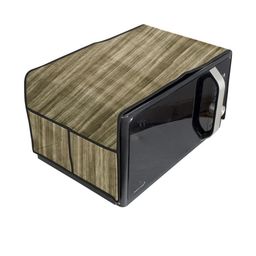 The Furnishing Tree Waterproof & Dustproof PVC Microwave Oven Top Cover with 4 Utility Pockets Wood-image-64