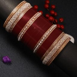 Adwitiya Collection Set of 2 Women Red Bridal Chuda Bangle-24