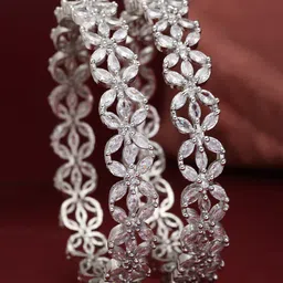 ZENEME Set Of 2 Rhodium-Plated AD-Studded Bangles-2