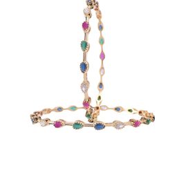 RATNAVALI JEWELS Set Of 2 Gold-Plated AD-Studded Bangles-19