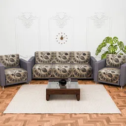 Kuber Industries Brown & Beige Velvet Sofa Cover-image-92