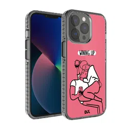 DailyObjects Black & Peach Printed Wining Up Hybrid Clear iPhone 13 Pro Phone Case-81