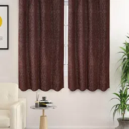 Saral Home Brown Set of 2 Black Out Window Curtain-11