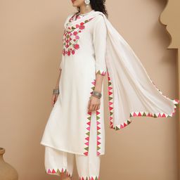 Tulsattva Women Printed Regular Kurta with Trousers & With Dupatta image 2