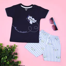 V-Mart Infant Boys Printed Round neck T-shirt With Shorts-image-56