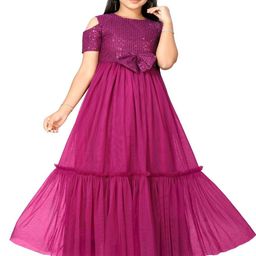 DP FABRICS Cold-Shoulder Net Maxi Dress-image-3