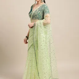 Warthy Ent Floral Embroidered Net Saree image 3