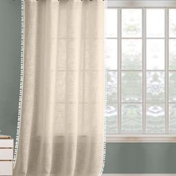 THE LINEN COMPANY Beige & White Cotton Sheer Window Curtain-12