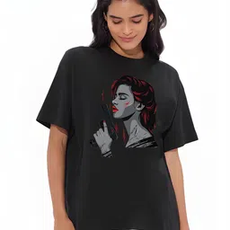 Moda Rapido Women Graphic Printed Round Neck Cotton Oversized T-shirt-picture-21