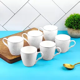 UPC White Printed Ceramic Glossy Cups Set of Cups and Mugs-46