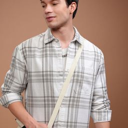 HIGHLANDER Men Relaxed Fit Spread Collar Tartan Checked Cotton Casual Shirt-picture-46