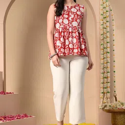 Anouk Rustic Women Floral Printed Peplum Top-image-60
