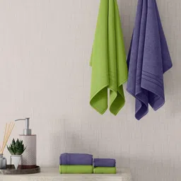 home expressions Blue & Green 6 Pieces Pure Cotton 380 GSM Towel Set-picture-25