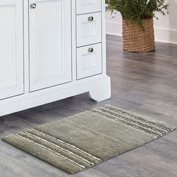 OBSESSIONS Beige & White Self Design Ultra Absorbent Anti-Skid Rectangular Bathmat-15