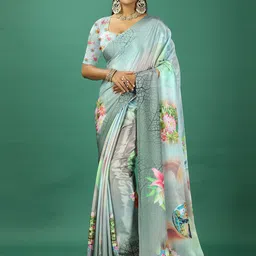 NIRMAL CREATION Floral Pure Crepe Saree-image-75