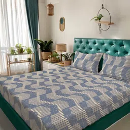 KLOTTHE Multicoloured 300 TC Polycotton Fine King Bedsheets-picture-17