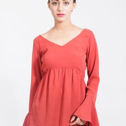 DELIS Bell Sleeve Monochrome Georgette Top-image-95