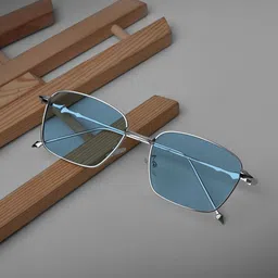 SAM & MARSHALL Unisex Blue Lens & Silver-Toned Rectangle Sunglasses with UV Protected Lens-picture-4