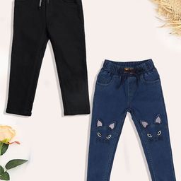 YK Girls Pack Of 2 Embroidered Jogger Jeans-image-11