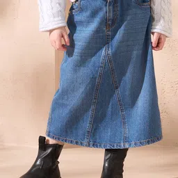 Angel & Rocket Girls Pure Cotton Straight A-Line Midi Skirts-image-4