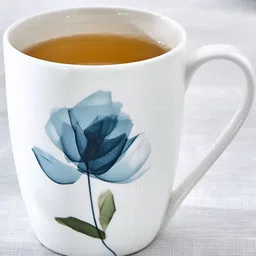 Home Centre Lucas Cobalt White Floral Printed Matte Porcelain Coffee Mug-340ml-30