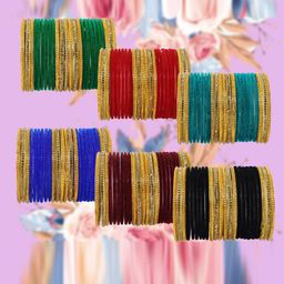 NMII Set Of 144 Zircon Gemstone & Ballchain Detail Bangles-33
