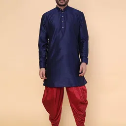 W & G Men Solid Kurta with Dhoti Pant-picture-8