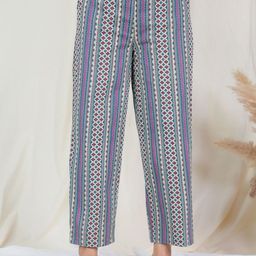 Aramya Striped Cotton Mid Rise Trousers-image-75