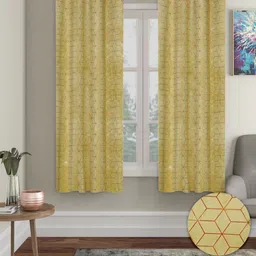 Myntra Elegant Homes Mustard & Red Set of 2 Geometric Window-image-5