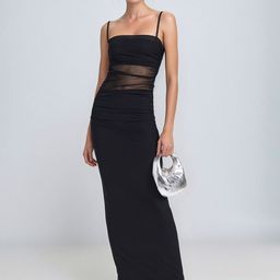 PRIZO Women Shoulder Straps Ruched Sheath Maxi Dress-image-32