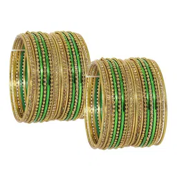 NMII 44Pcs Gold-Toned CZ Studded Ball Chain Linked Metal Bangle Set-picture-40