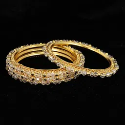NMII Gold-Plated Set Of 4 Pearls Studded Bangles-picture-33