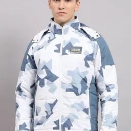 Monte Carlo Men Geometric Printed Hooded Puffer Jacket-image-10